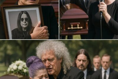 Kelly Osbourne Collapses Mid-Song at Ozzy’s Funeral — Brian May Steps In as Sharon Weeps Holding Ozzy’s Portrait in Devastating Farewell