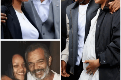 Rihanna, with a big and heavy belly, still stood under the hot sun for hours to see her father off on the last leg at her father’s funeral yesterday in LA. The female rapper stood silently during the funeral and only when A$AP – her husband, leaned into her ear and said 5 words did Rihanna worry, holding her belly and leaving.
