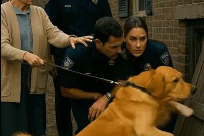 A Golden Retriever Kept Scratching at an Old Cellar Door — Then Everyone Froze When the Police Officer Heard What Was Inside”