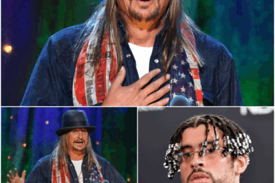 🔥 THE HALFTIME WAR: KID ROCK VS. BAD BUNNY — THE NIGHT MUSIC AND AMERICA COLLIDED