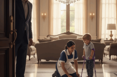 ABSENTEE CEO’S SHOCK! 🤯 He Comes Home Early to Find His Neglected, Disabled Son on Crutches… Being TAUGHT TO WALK by the 28-yr-old Housekeeper! 🤫 His Socialite Wife KNEW EVERYTHING. Now, He’s Giving the Maid a CEO’S SALARY to Humiliate Them All! 💰  Oh, look who it is! Mr. Alejandro Hernandez, titan of industry, *finally* gracing his own multi-million dollar mansion before midnight. 🙄 He expected a silent, dark tomb, just the way his “family” likes it. But what’s this? 😲 His 4-year-old son, Mateo—the one on crutches, the one he and his ‘busy’ wife Gabriela basically forgot they had—is *smiling*? And… *helping* the help? 🧹 The horror! Little Mateo wasn’t just cleaning; he was showing off for his *real* mom, “Aunt Lupita” the housekeeper, who—get this—was *actually* doing the parenting. 🤯 While Alejandro was closing deals and Gabriela was sipping martinis, this 28-year-old “maid” was performing a literal miracle, teaching the boy to *walk* when all the expensive doctors failed. 🤫 Oh, the humiliation. Daddy’s wallet just got a *serious* wake-up call. $\downarrow$