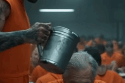 The prisoner, who had been locked up for years, mocked the new old man