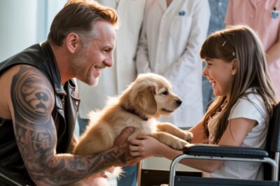 A Biker Gave a Puppy to a Disabled Girl — But When She Smiled for the First Time Since the Accident, Everyone in the Room Broke Down in Tears