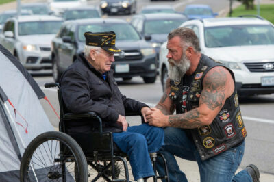 94-Year-Old Veteran Was Living In A Tent On The Highway Until A Biker Helped Him
