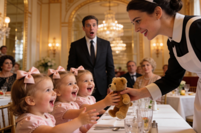 Millionaire widower brought his mute triplets to work… the waitress’s gesture made them speak!
