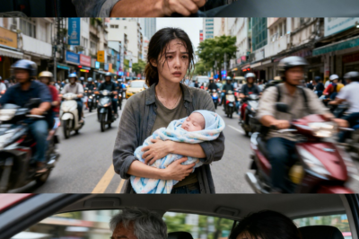 The traffic light was still red.  Drivers behind me kept honking impatiently, but I didn’t move. My hands gripped the steering wheel so tightly that my knuckles turned white.  Beside me, Sofía sat silently.  Her head bowed.  Her hands still clutched the small pile of coins she had collected from strangers.  The faint clinking sound echoed in the quiet car.  For a moment, neither of us spoke.  Outside, the chaotic noise of the city continued—engines, horns, shouting—but inside the car everything felt strangely frozen.  I looked at her again.  My daughter.  The same little girl I used to carry on my shoulders at the park.  Now she looked like someone life had dragged through the dirt.  Her clothes were worn.  Her hair tangled.  Her face thin and pale.  And in her arms, my granddaughter Valentina stirred weakly in the carrier.  Something inside my chest tightened painfully.  “Sofía,” I said quietly.  She didn’t look at me.  Instead she kept staring at the coins in her hands.  Then she whispered:  “I didn’t want you to see me like this.”  The light turned green.  Cars behind us honked even louder.  I drove forward slowly, pulling away from the intersection.  But my mind was racing.  “Where are the car and the house we bought for you?” I asked again.