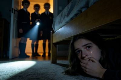 The front door opened.  From beneath Lily’s bed, the sound was amplified—every hinge creak, every footstep across the hardwood floor felt like thunder in the quiet house.  I held my breath.  A moment later, I heard her voice.  “Okay… come in.”  My heart dropped.  She wasn’t alone.  Soft footsteps followed hers—several of them. Shoes shuffling nervously. A backpack hitting the floor.  Children’s voices.  “Is your mom here?” one of them whispered.  “No,” Lily said quickly. “She’s at work.”